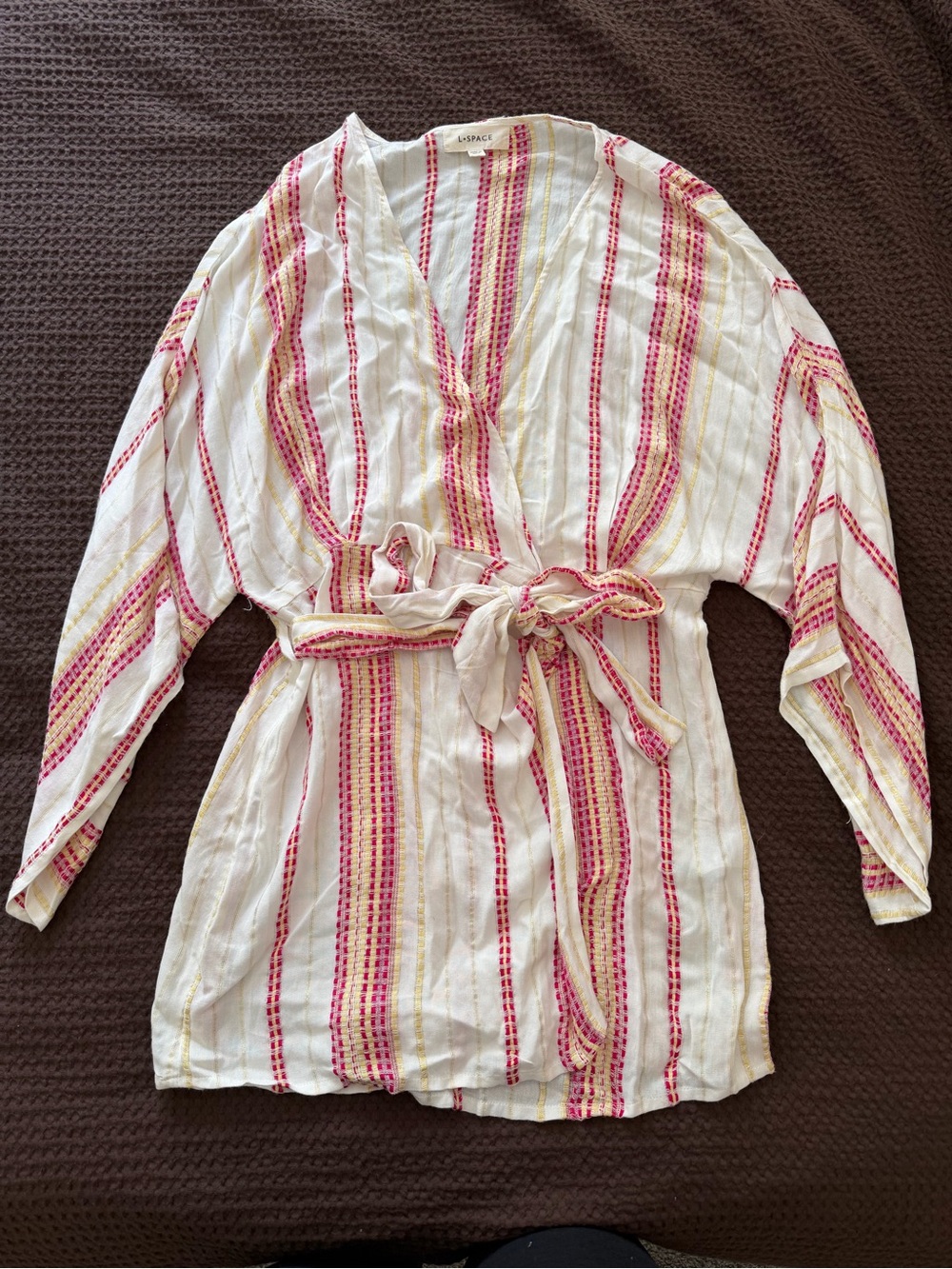 l*space White Pink Gold Striped Dress